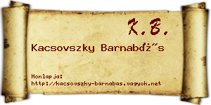 Kacsovszky Barnabás névjegykártya